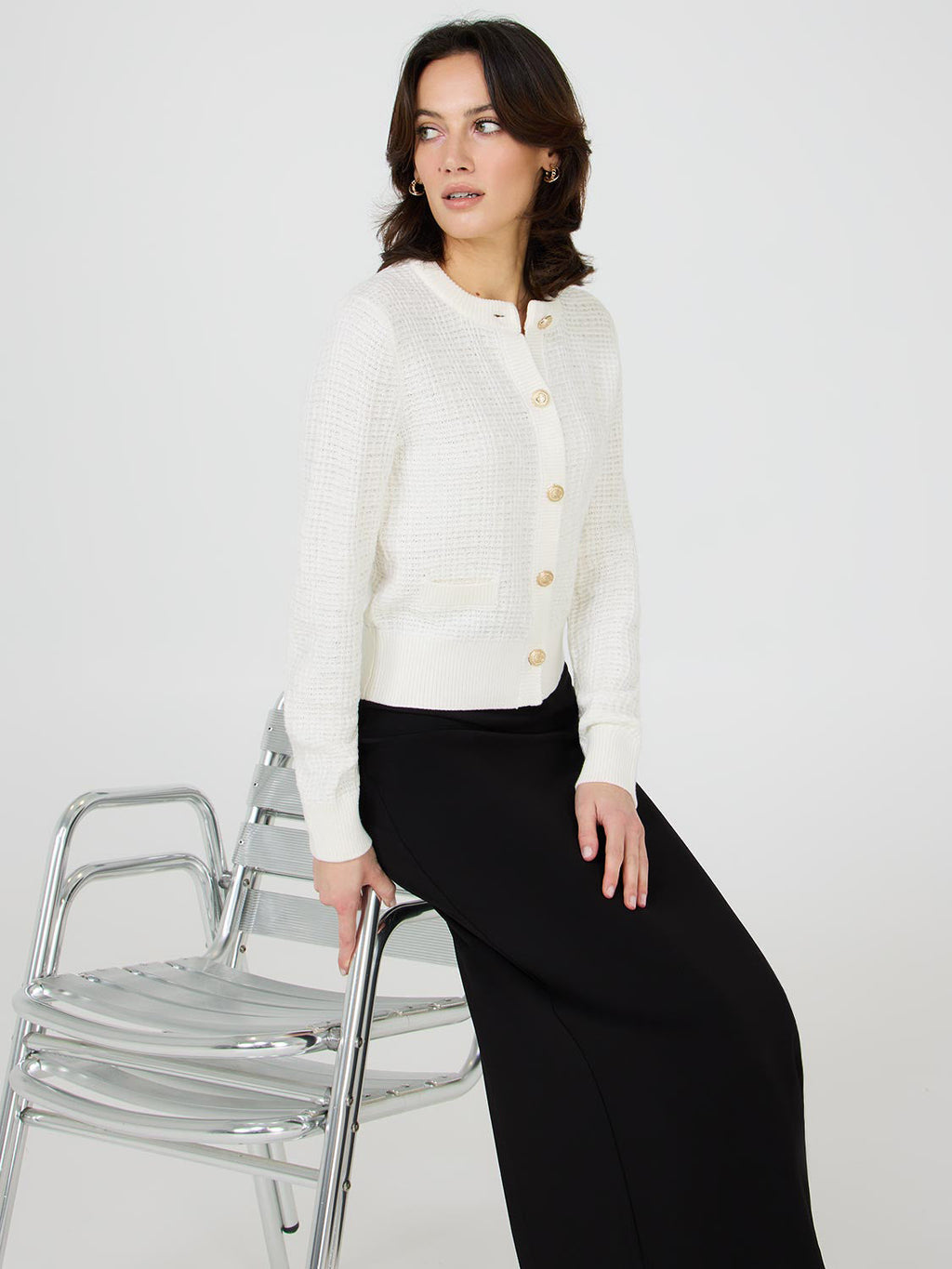 Cardigan boutonné en tweed