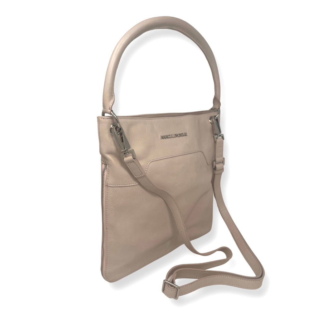 Powder Pink Leather Handbag - Amelie