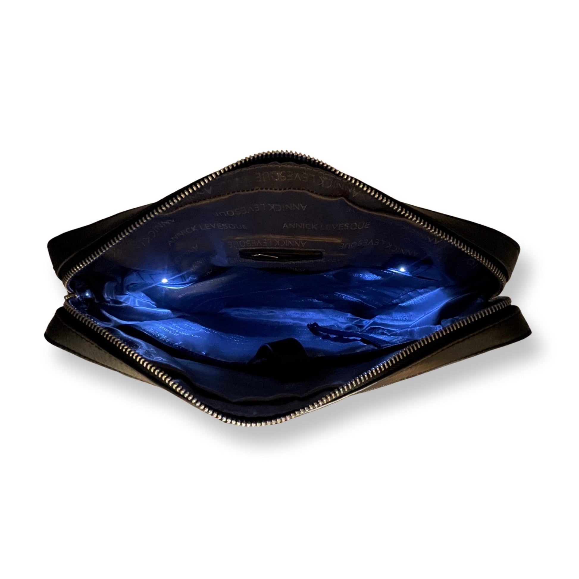 Navy Blue Leather Shoulder Laptop Bag | MalKa
