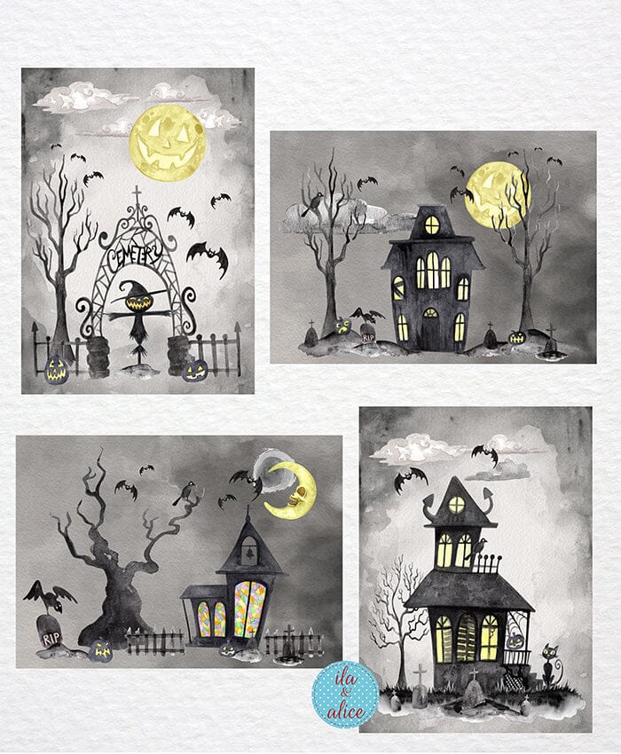 Spooky Graveyard Postcards