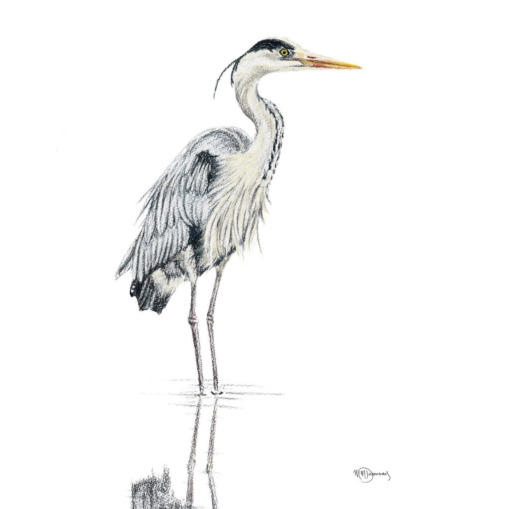 Heron NO 1 - Colored Blue Heron in water - art print