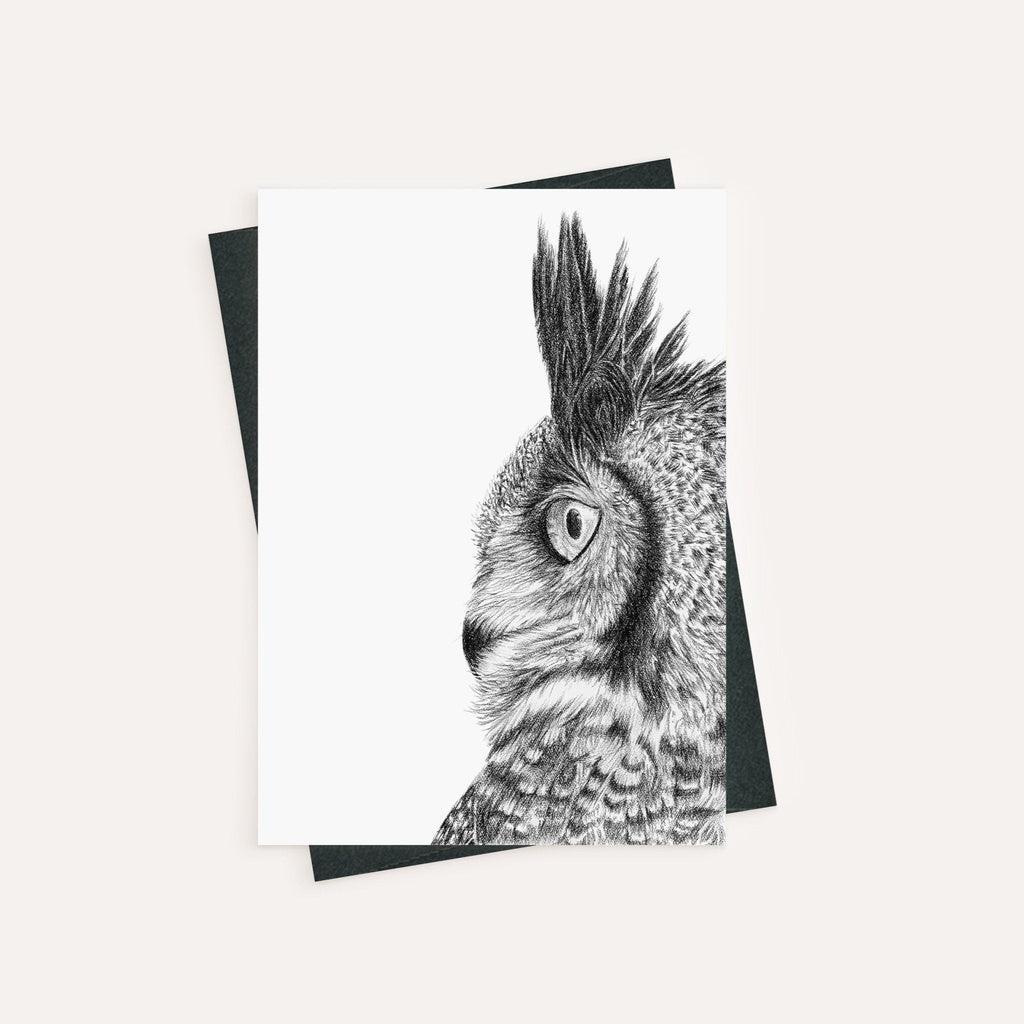 Great horned owl - greeting card