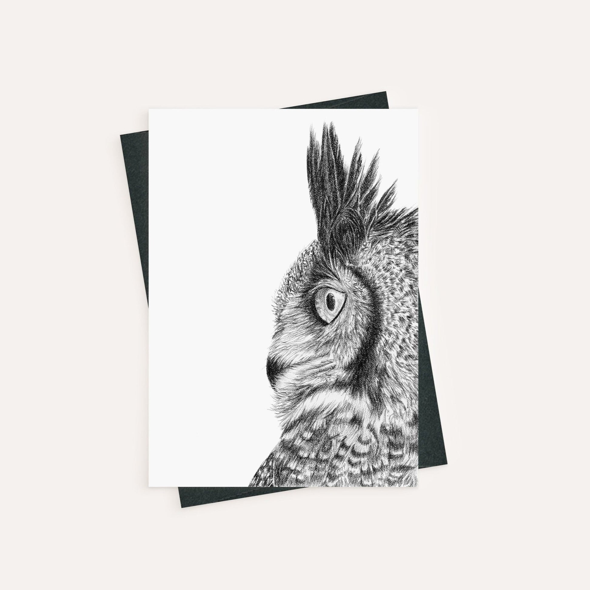 Great horned owl - greeting card