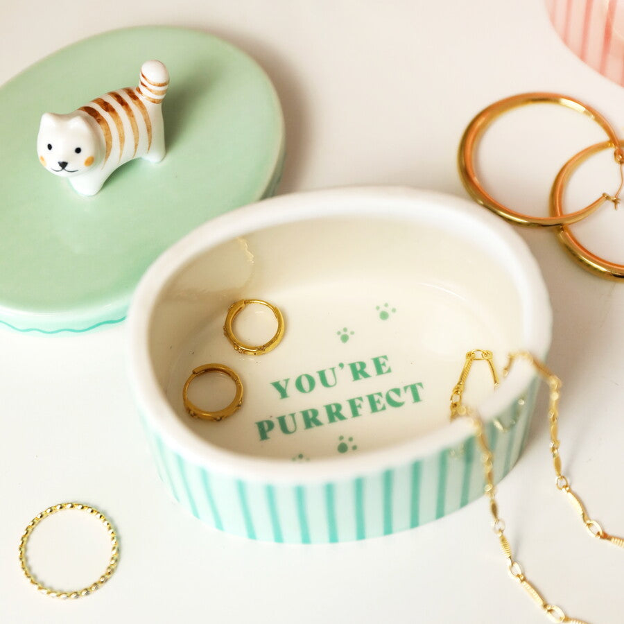 Ceramic Cat Trinket Pot