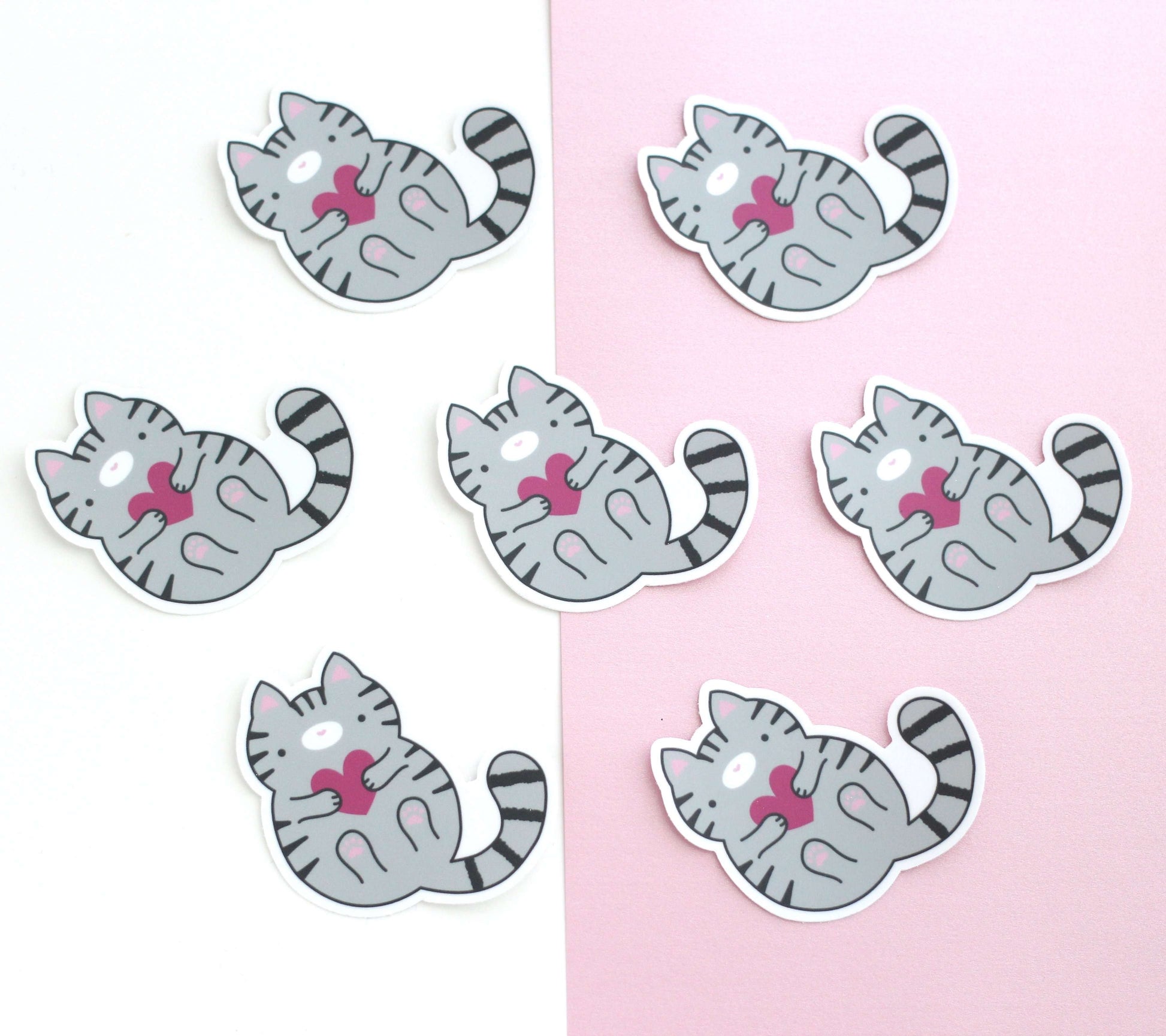 Grey Tabby Cat Vinyl Sticker - Cute Cat Decal