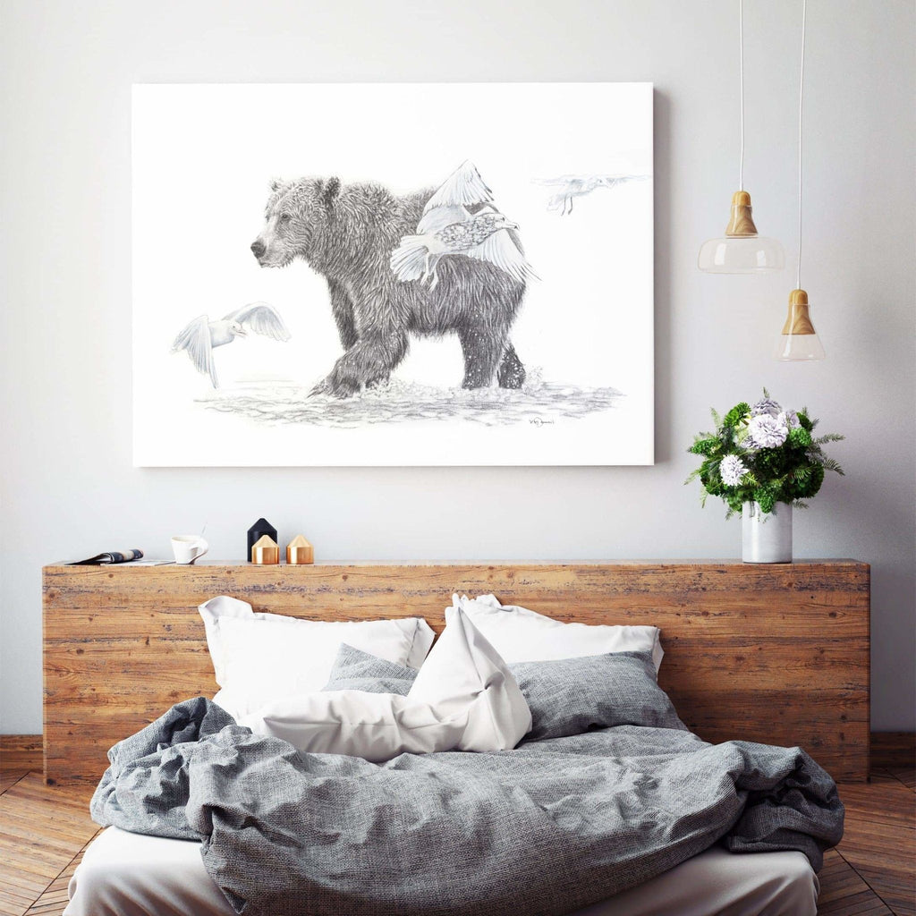 Grizzly with Birds - Woodland Animal Wall Art