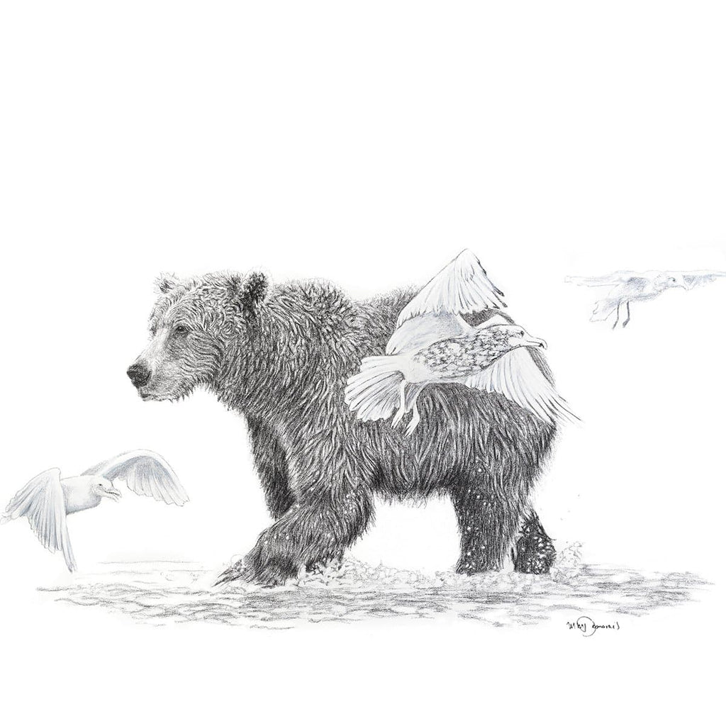 Grizzly with Birds - Woodland Animal Wall Art