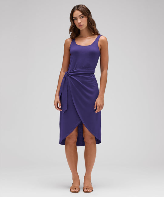 Robe nouée en laine mérinos pour femme