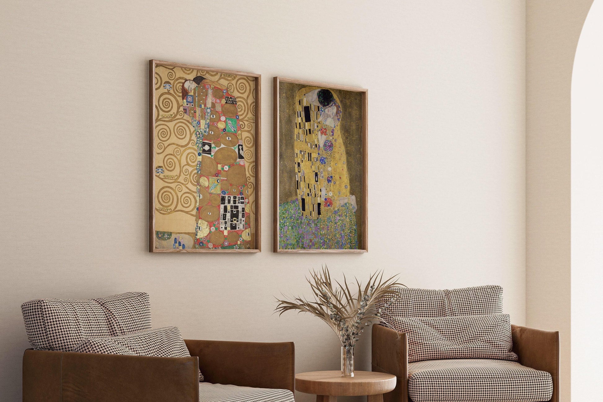 Gustav Klimt - Duo d'estampes - L'Étreinte et le Baiser | Œuvre iconique - Peinture célèbre disponible encadrée