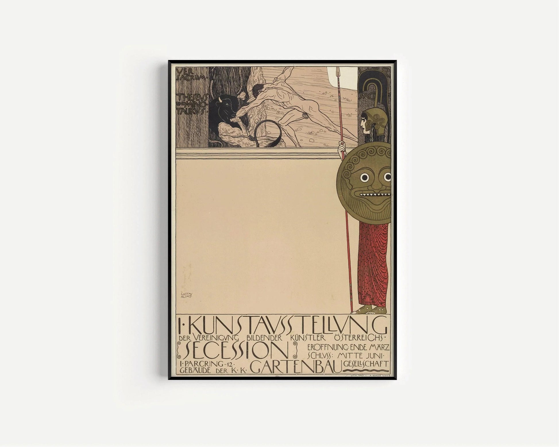 Gustav Klimt - Sécession viennoise | Affiche d'exposition d'art vintage célèbre (disponible encadrée ou non encadrée)