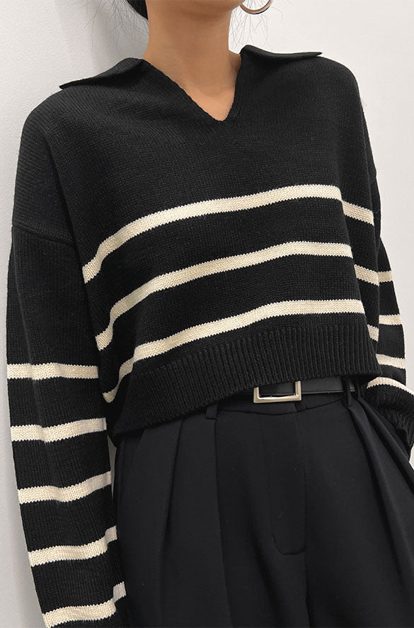 PULL À RAYURES À COL