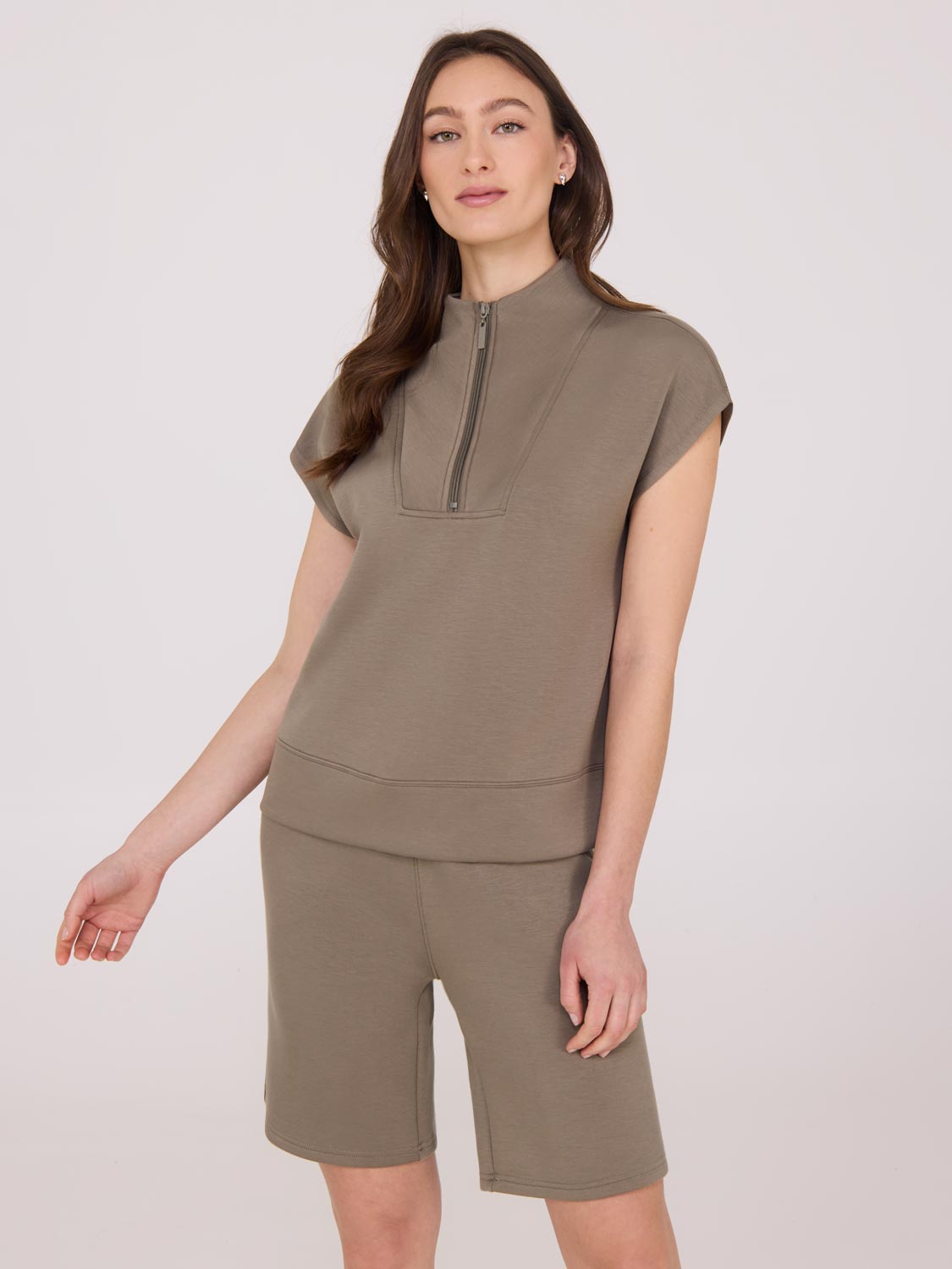 Sweat-shirt sans manches en polaire Cloud à demi-zip