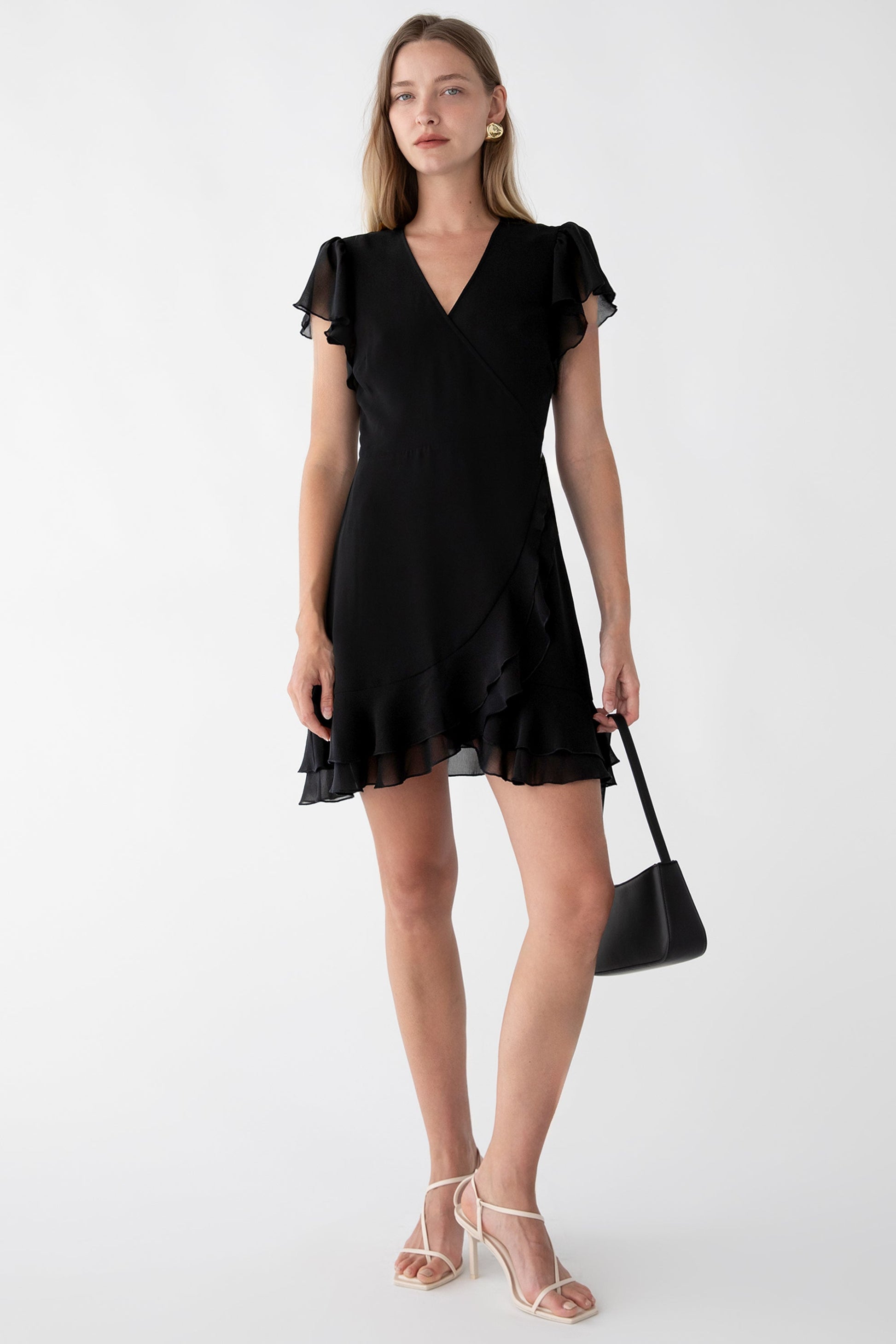 ROBE MINI PORTEFEUILLE AVEC OURLET À VOLANTS