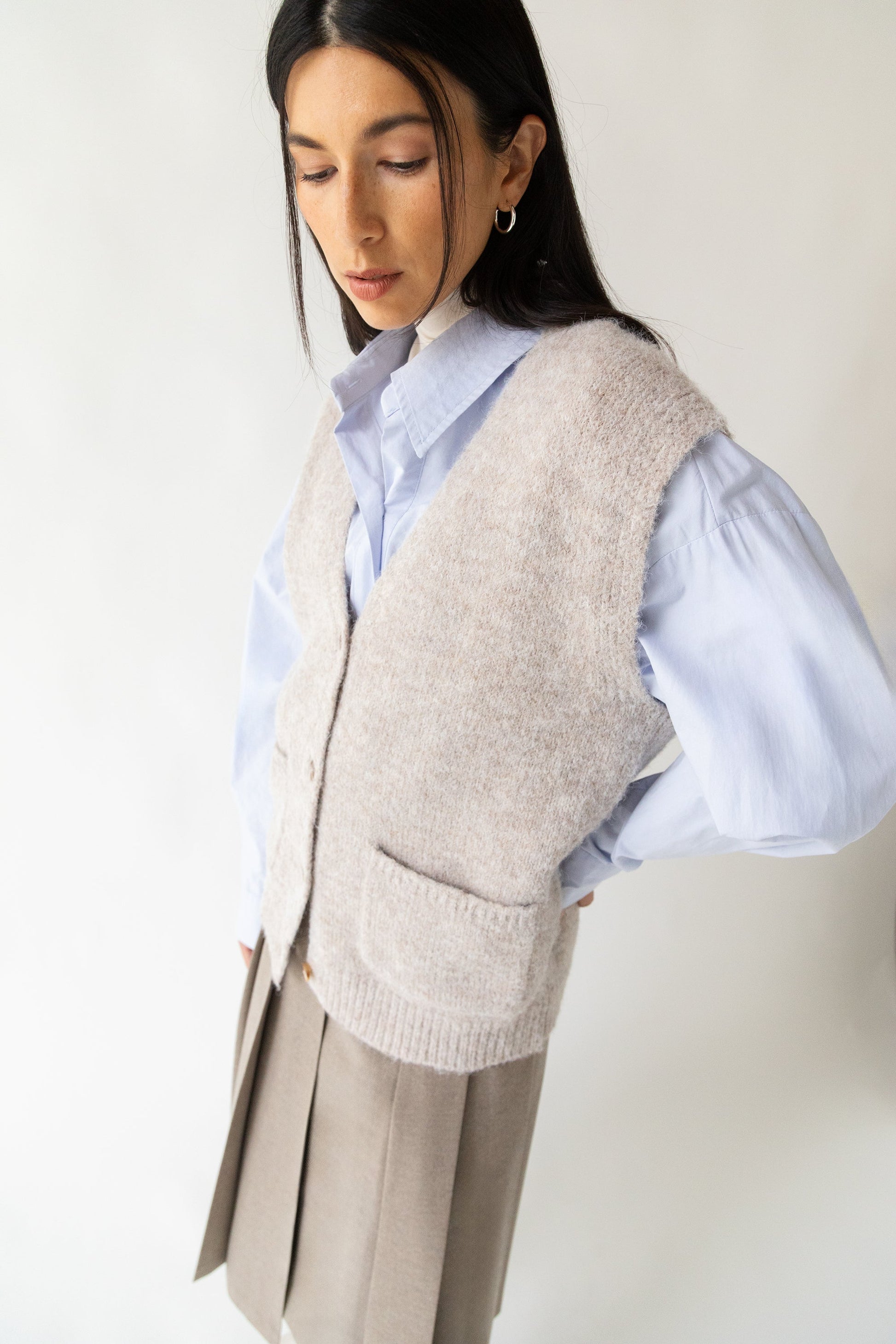 Gilet oversize à boutons sur le devant