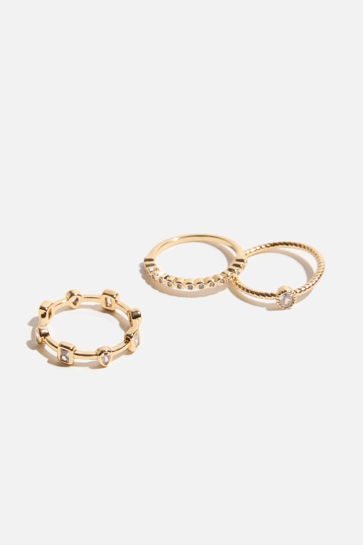 3-Pack Staggered Gem Rings