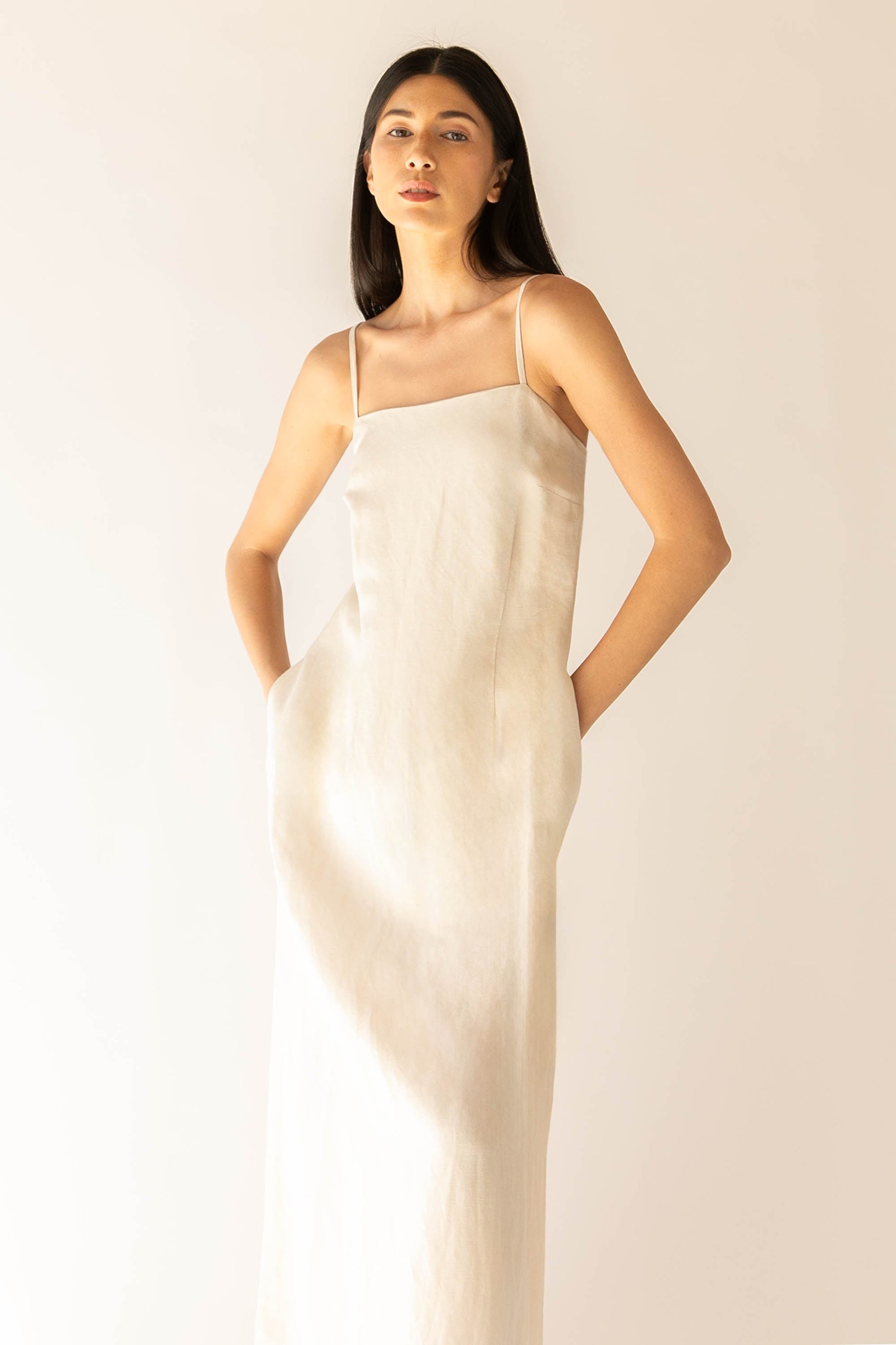 ROBE MAXI EN MÉLANGE DE LIN