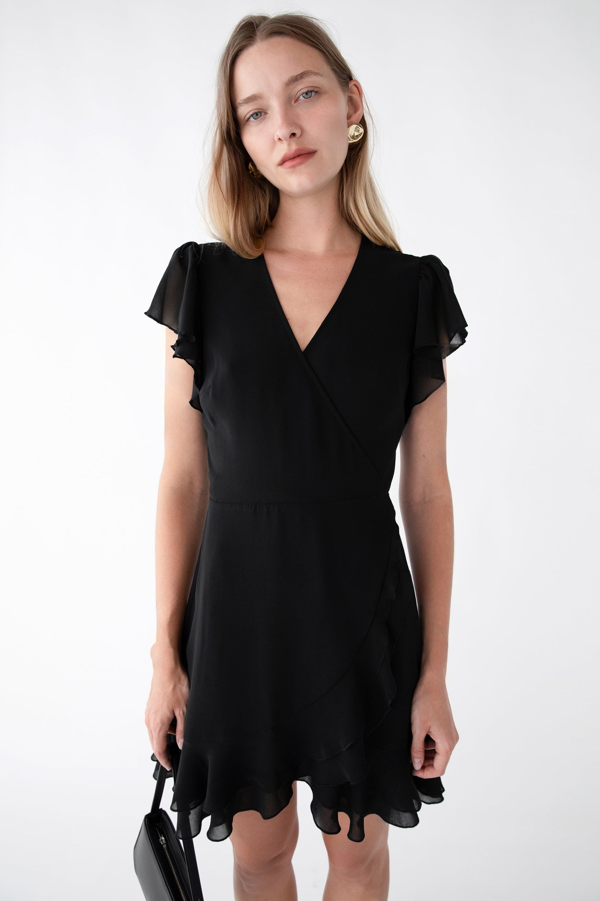 ROBE MINI PORTEFEUILLE AVEC OURLET À VOLANTS