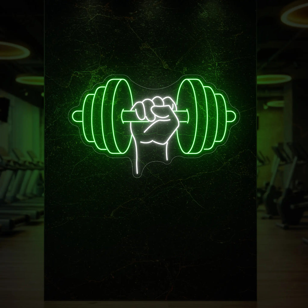 Hand holding a weight Neon Sign