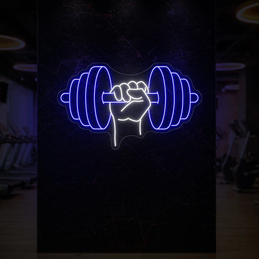 Hand holding a weight Neon Sign