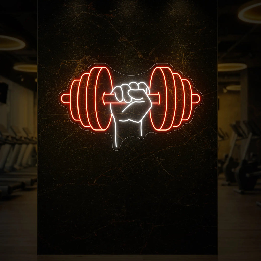 Hand holding a weight Neon Sign