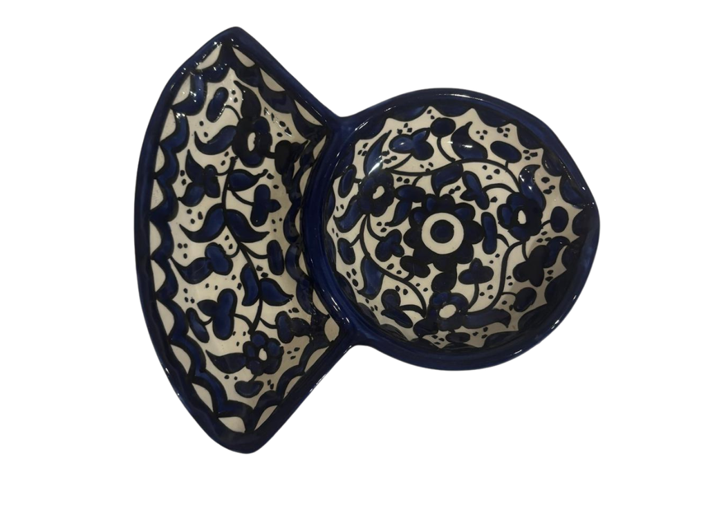 Handmade Ceramic Appetizer Plate - Unique Two Section Design