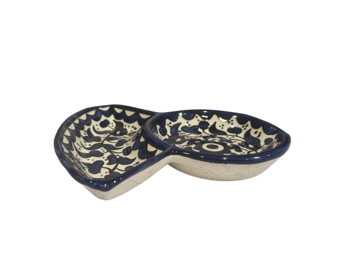 Handmade Ceramic Appetizer Plate - Unique Two Section Design