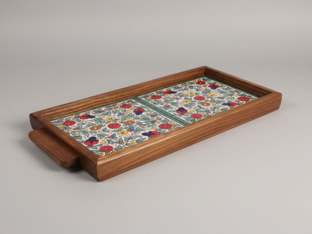 Handcrafted Palestinian Ceramic Serving Tray – Rectangular Appetizer Board