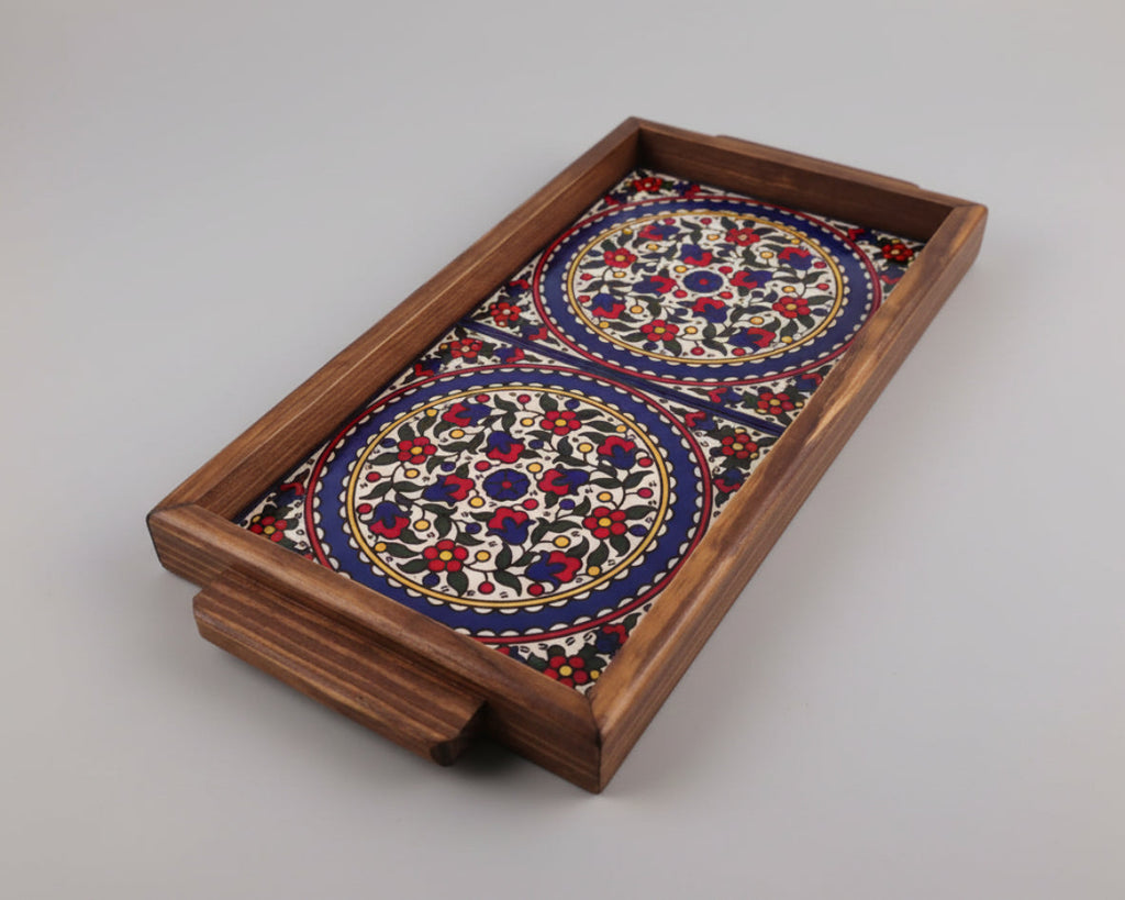 Handcrafted Palestinian Ceramic Serving Tray – Rectangular Appetizer Board