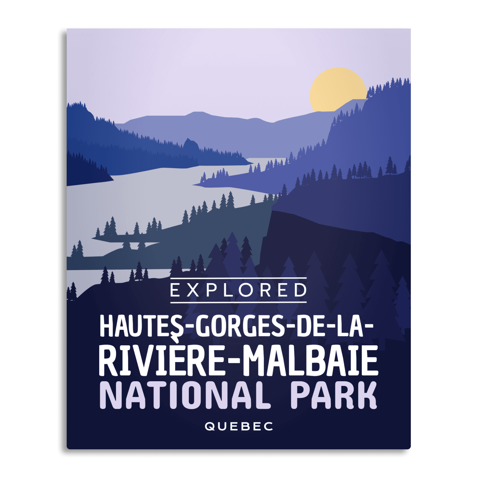 Affiche «Explorée» du parc national des Hautes-Gorges-de-la-Rivière-Malbaie