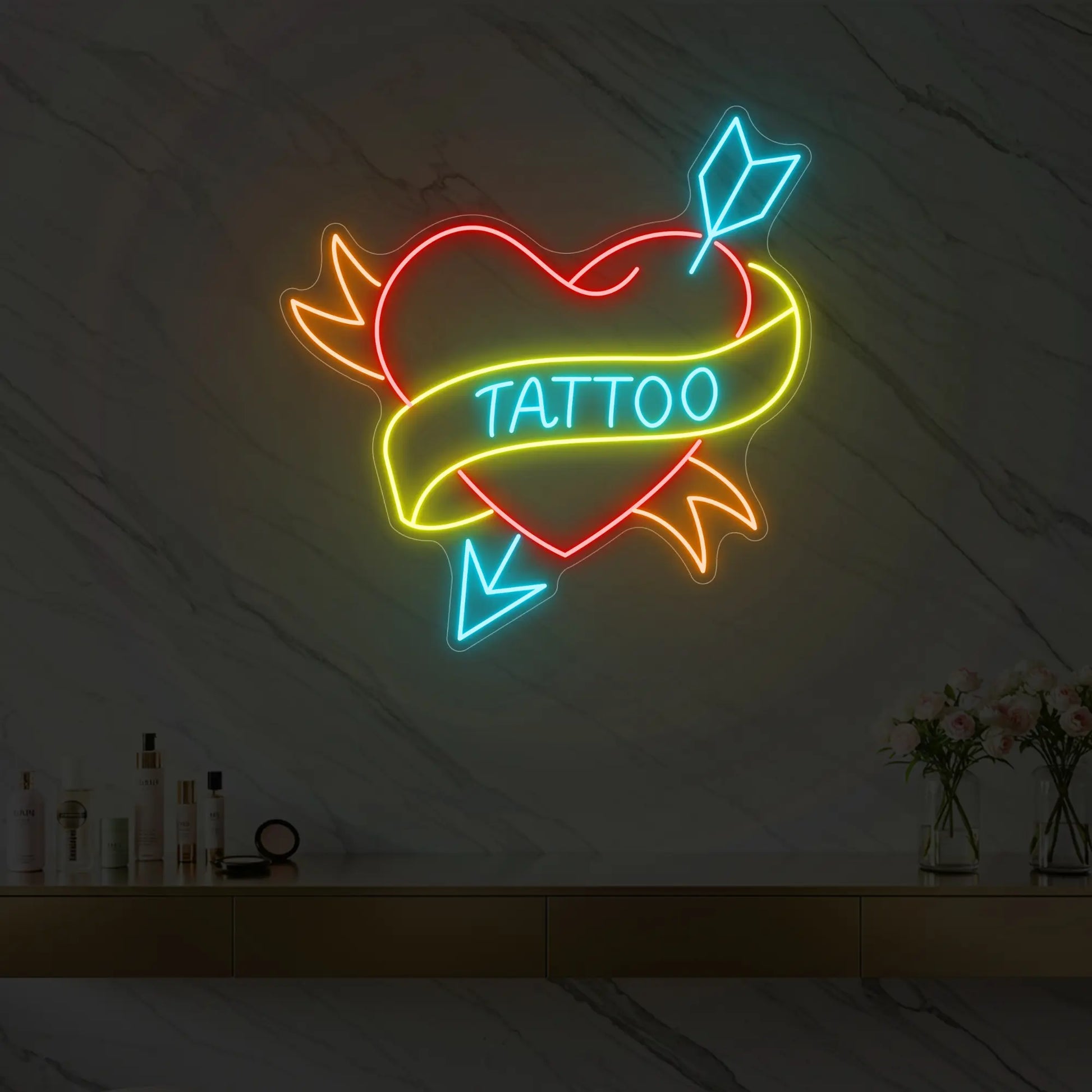 Enseigne lumineuse TATOUAGE DE CŒUR