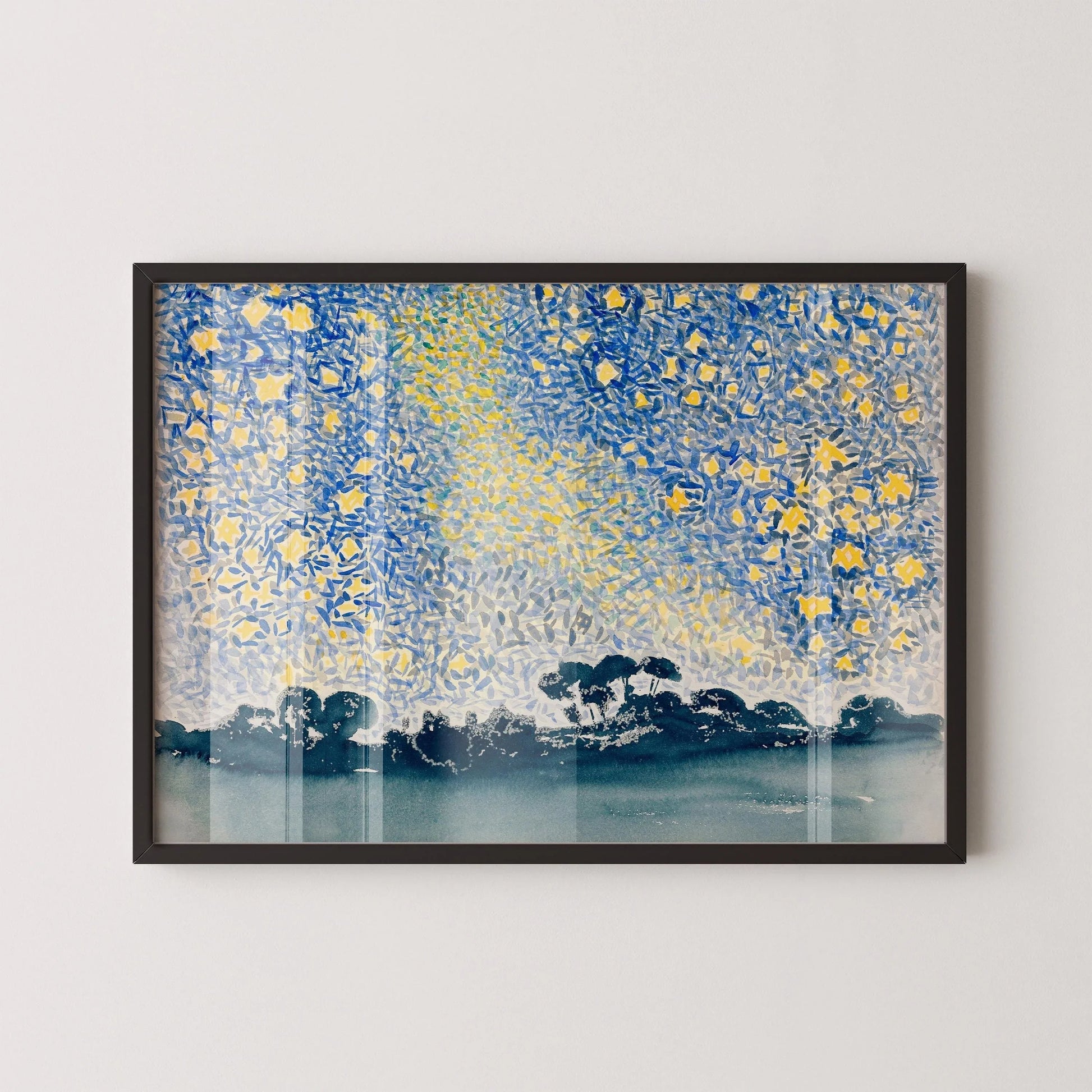 Henri-Edmond Cross - Paysage avec ciel étoilé | Œuvre impressionniste célèbre (disponible encadrée ou non encadrée)