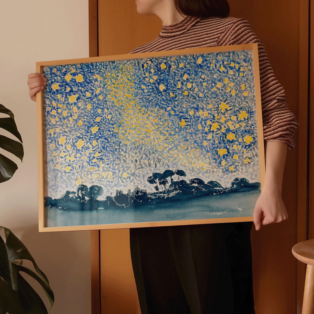 Henri-Edmond Cross - Paysage avec ciel étoilé | Œuvre impressionniste célèbre (disponible encadrée ou non encadrée)