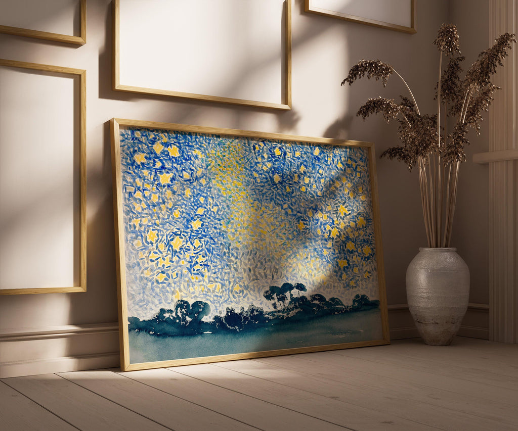 Henri-Edmond Cross - Paysage avec ciel étoilé | Œuvre impressionniste célèbre (disponible encadrée ou non encadrée)