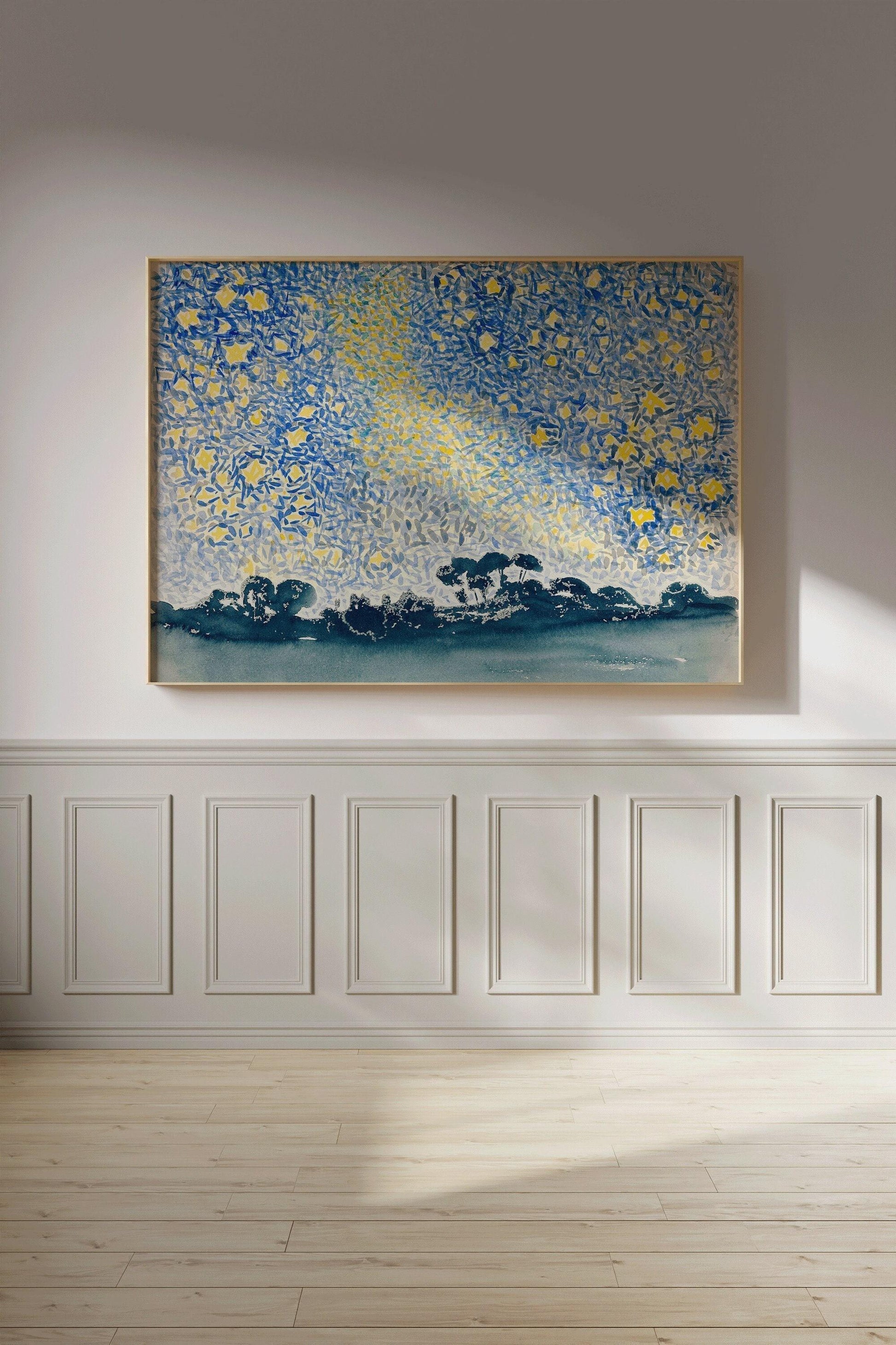 Henri-Edmond Cross - Paysage avec ciel étoilé | Œuvre impressionniste célèbre (disponible encadrée ou non encadrée)