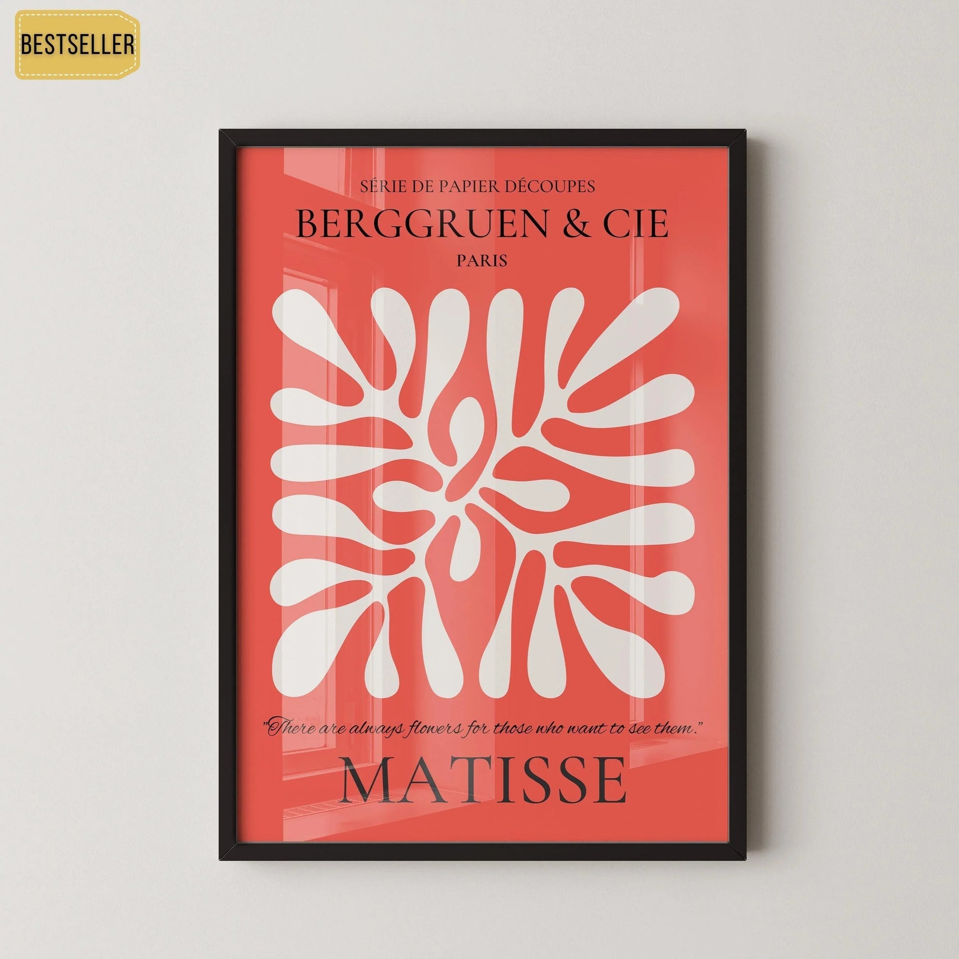 Estampe feuille d'Henri Matisse : Affiche d'exposition rouge, Papier découpé