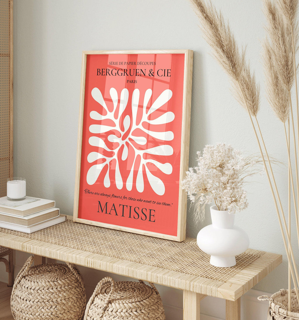 Estampe feuille d'Henri Matisse : Affiche d'exposition rouge, Papier découpé