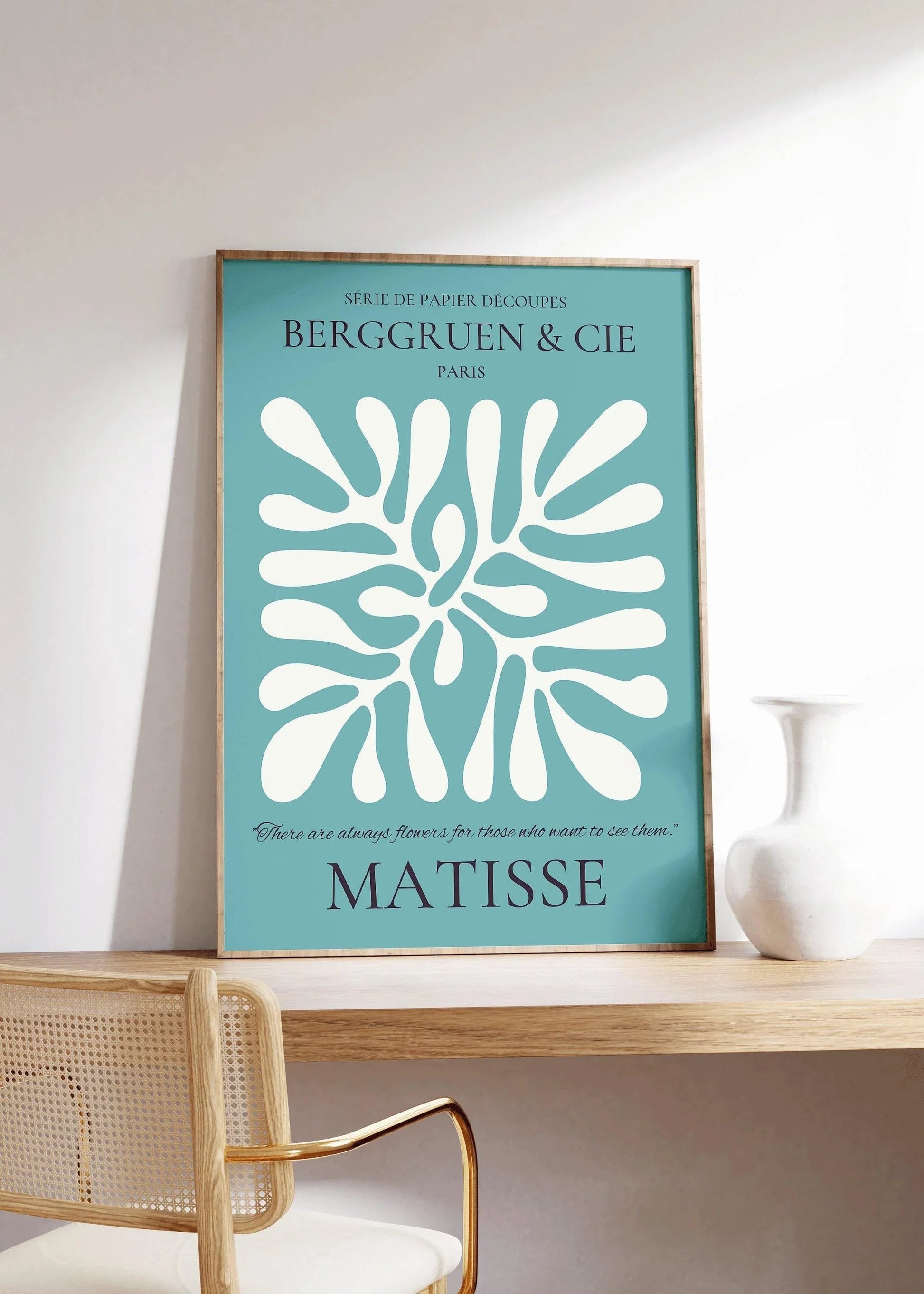 Estampe de feuille d'Henri Matisse : Affiche d'exposition bleu sarcelle, qualité musée