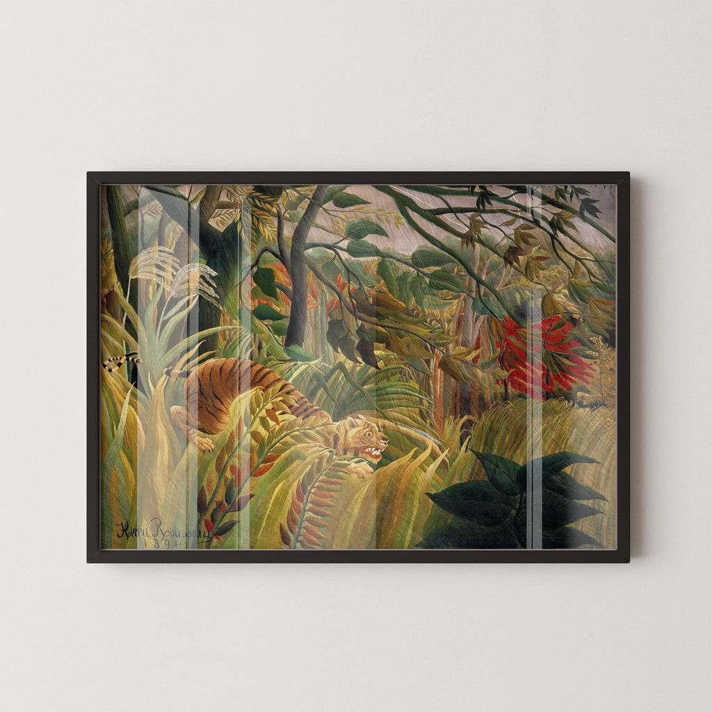 Henri Rousseau - Tigre dans la jungle tropicale | Œuvre célèbre (disponible encadrée ou non encadrée)