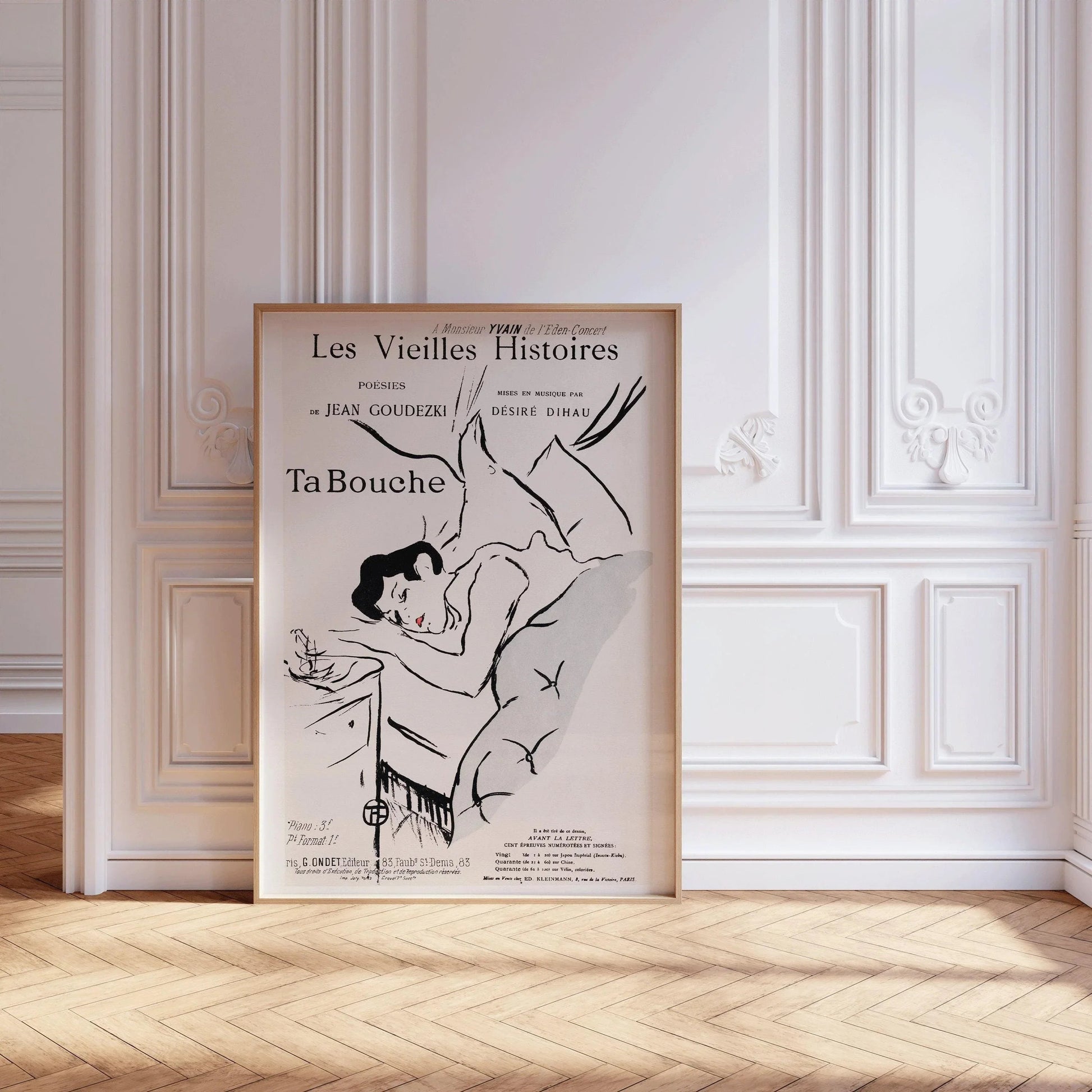 Henri de Toulouse-Lautrec - Ta Bouche | Affiche d'art neutre avec un croquis célèbre (disponible encadrée ou non encadrée)