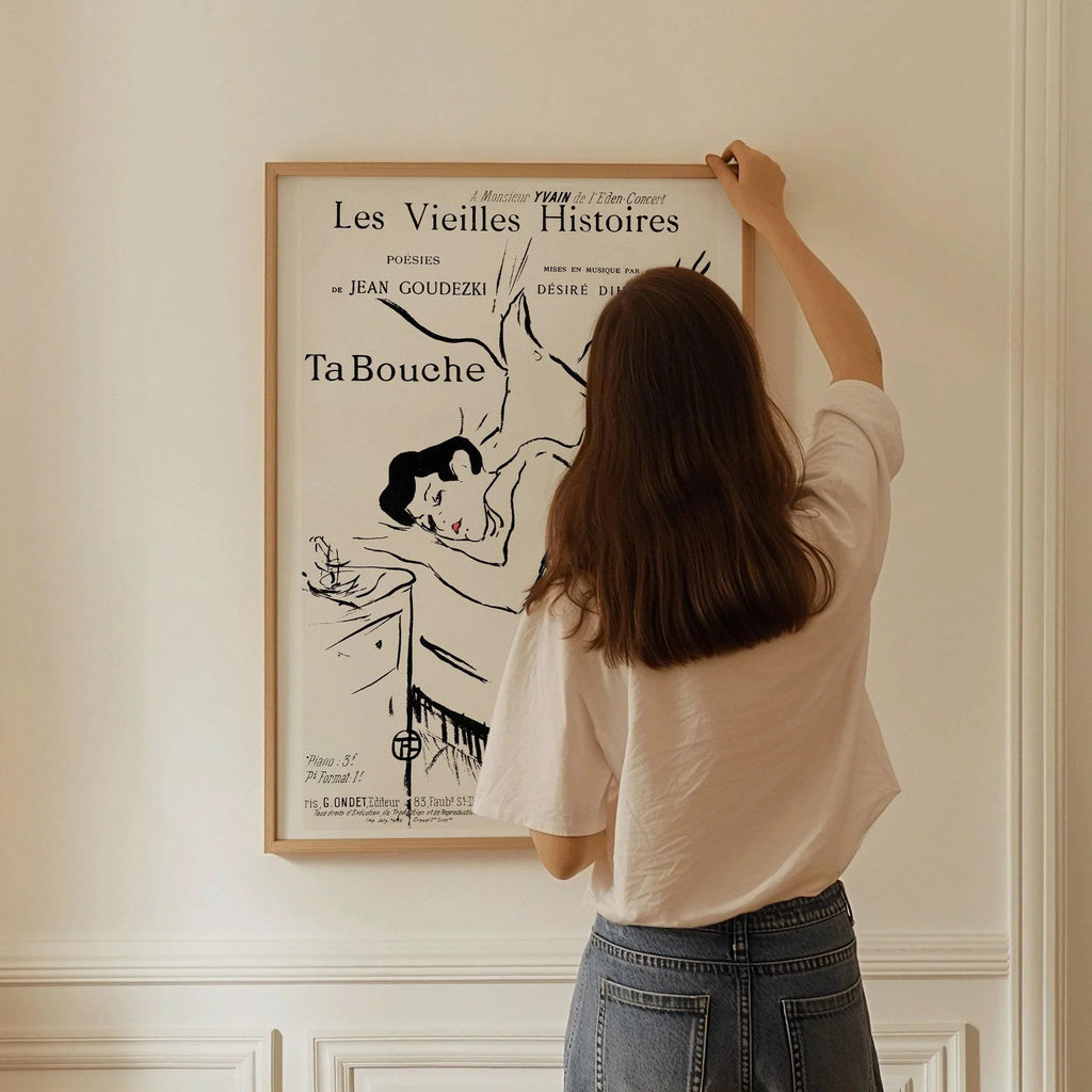 Henri de Toulouse-Lautrec - Ta Bouche | Affiche d'art neutre avec un croquis célèbre (disponible encadrée ou non encadrée)