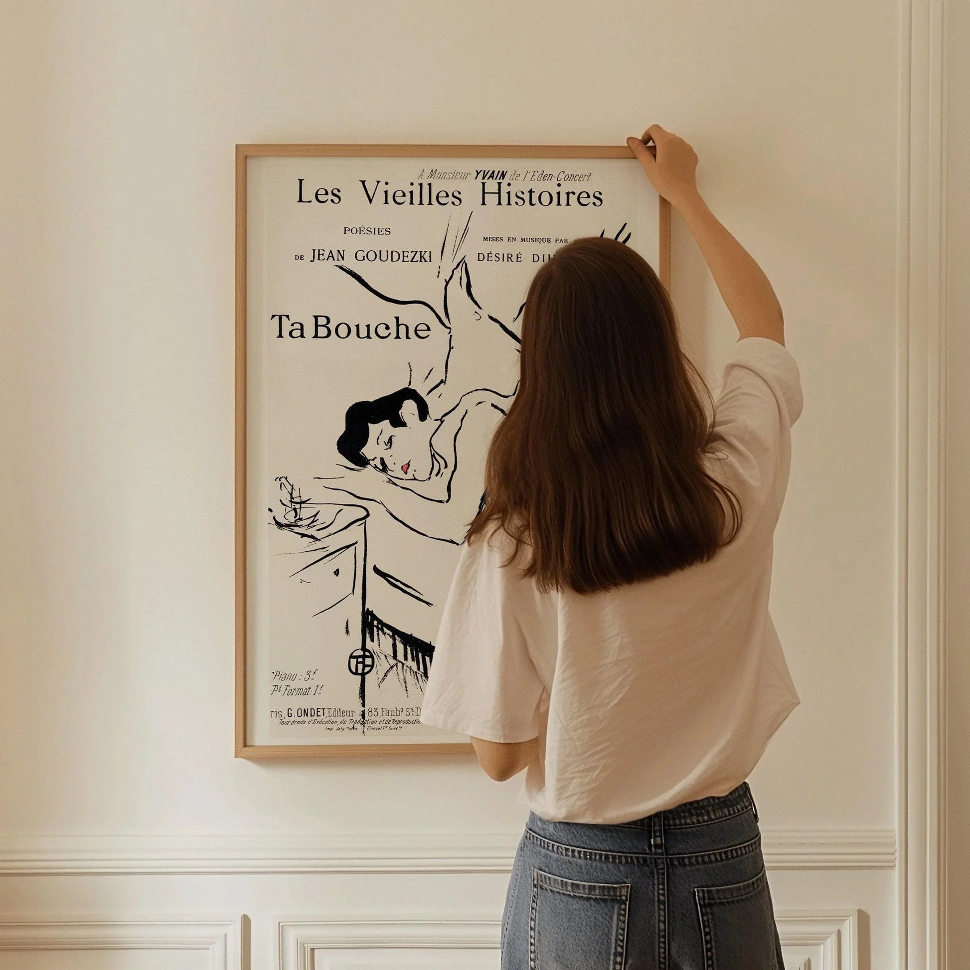 Henri de Toulouse-Lautrec - Ta Bouche | Affiche d'art neutre avec un croquis célèbre (disponible encadrée ou non encadrée)