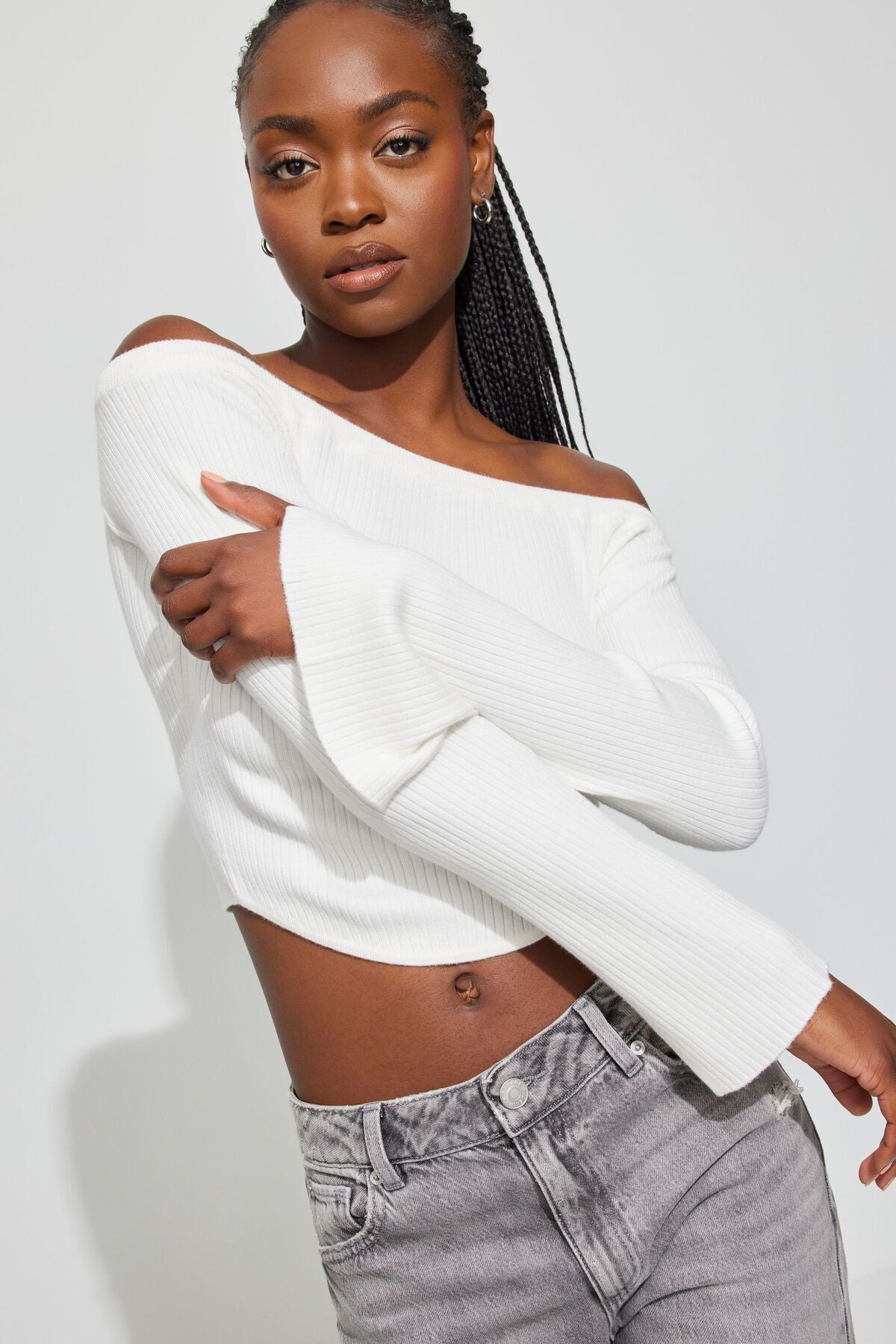 Haut à épaules dénudées avec ourlet corset