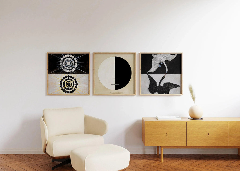 Hilma Af Klint DÉCLARATION TRIO Art | Art vintage abstrait disponible encadré 1x1