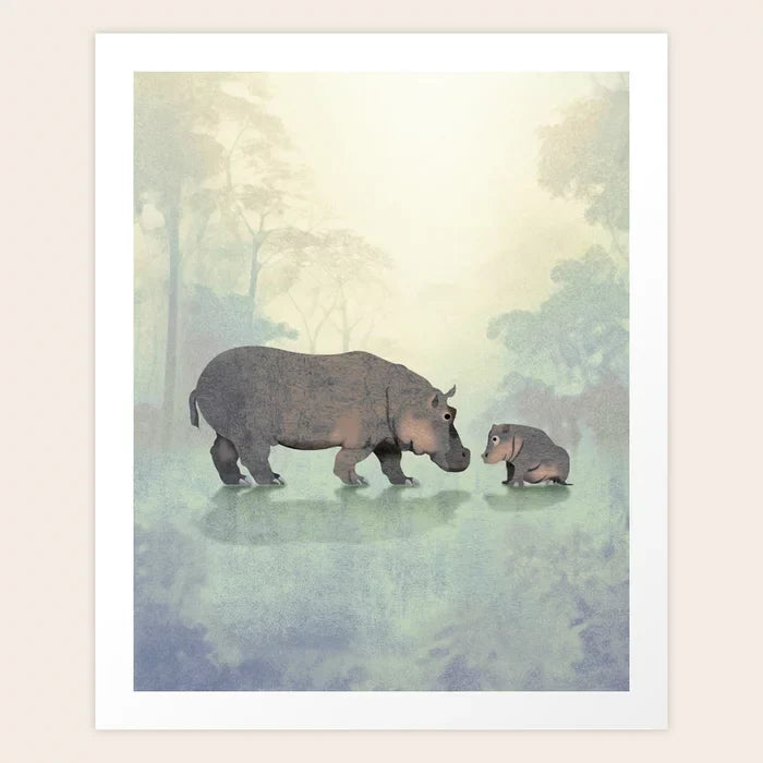 Impression d'art Hippopotames dans la jungle