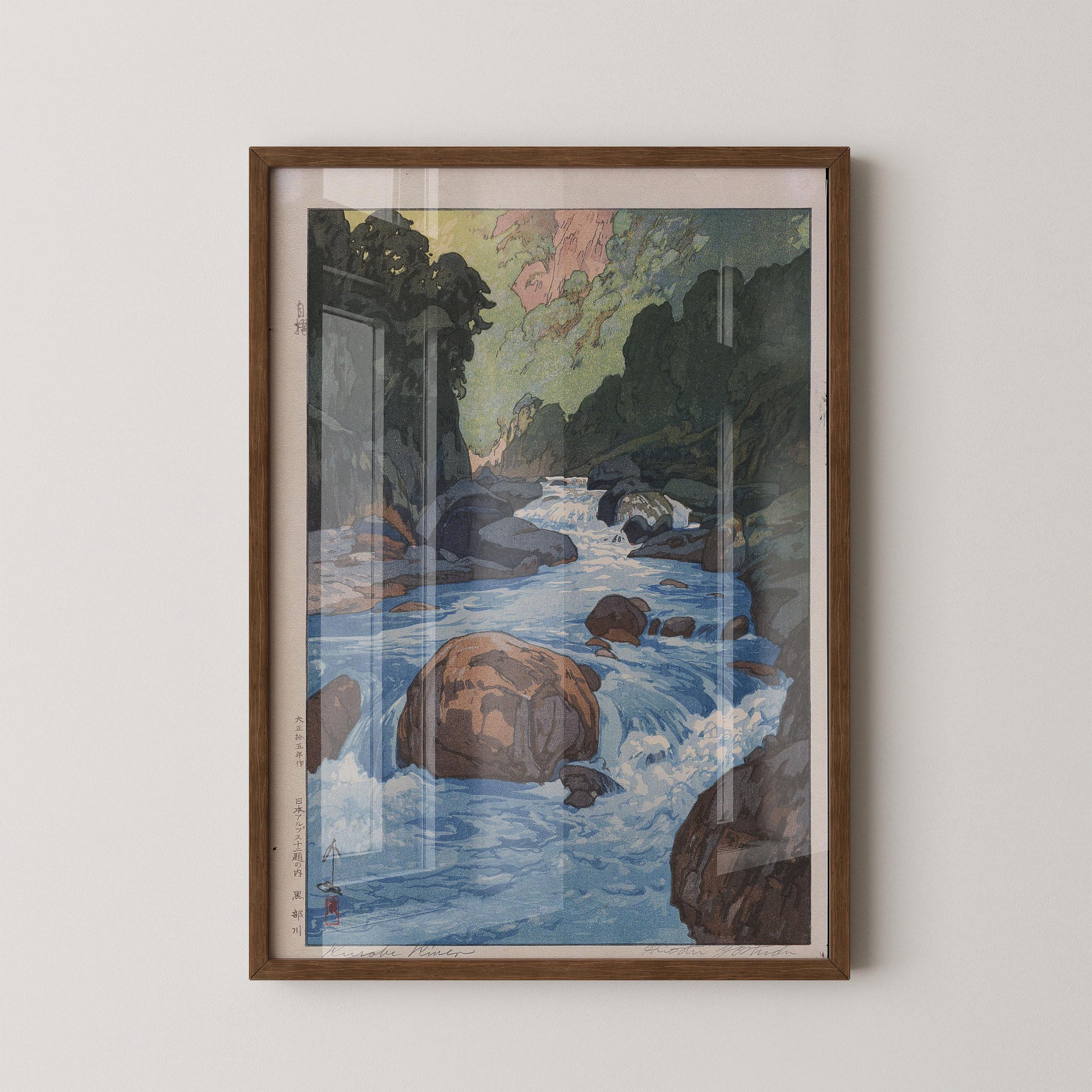 Estampe giclée de la rivière Kurobe par Hiroshi Yoshida : estampe japonaise ancienne sur bois.