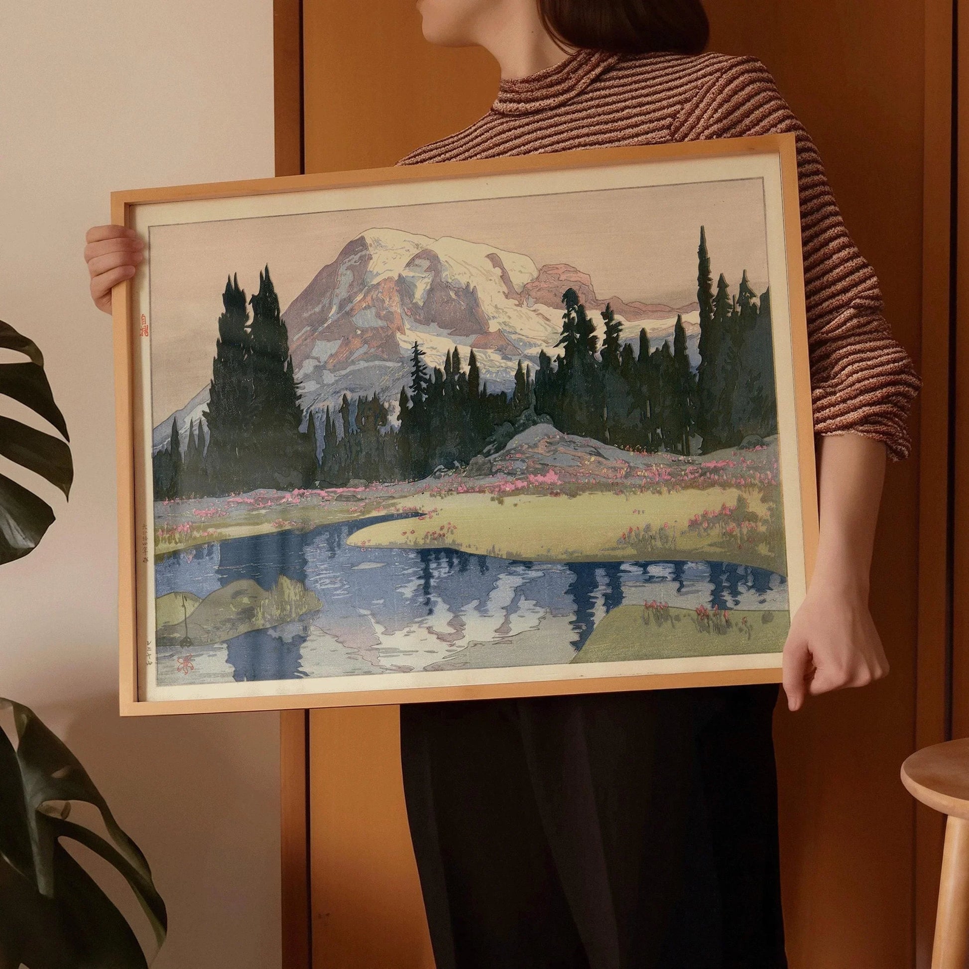 Estampe du Mont Rainier par Hiroshi Yoshida : Art ancien japonais sur bois
