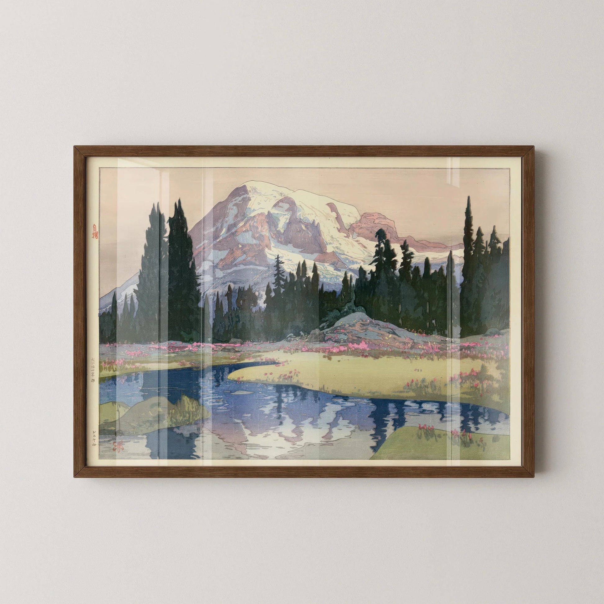 Estampe du Mont Rainier par Hiroshi Yoshida : Art ancien japonais sur bois