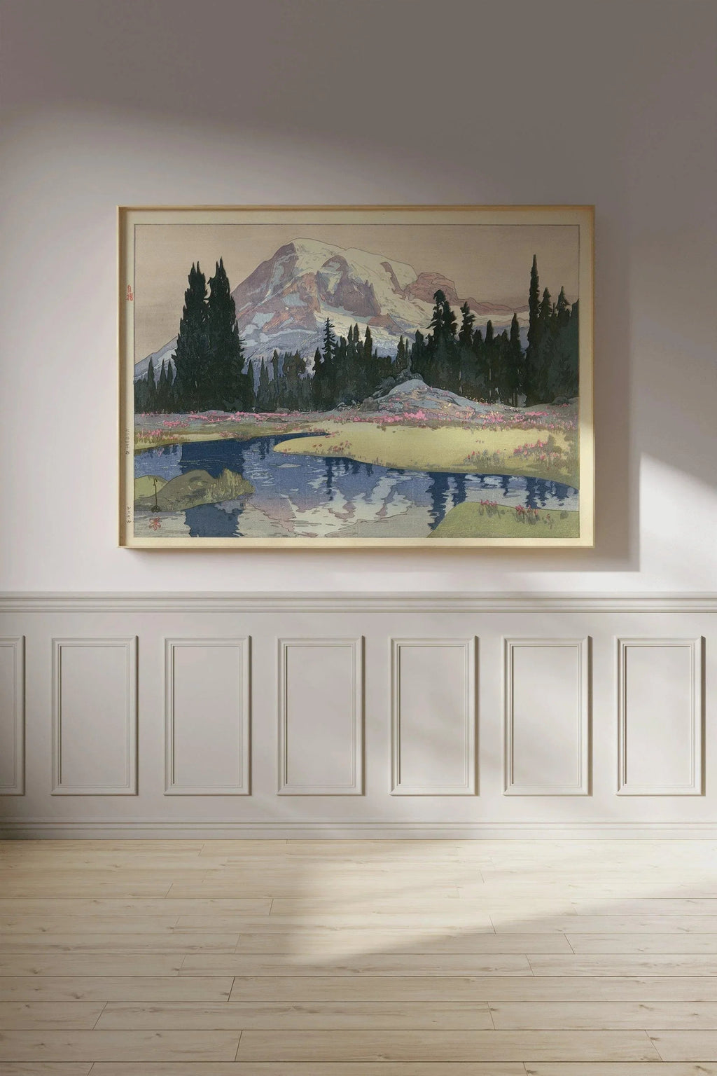 Estampe du Mont Rainier par Hiroshi Yoshida : Art ancien japonais sur bois