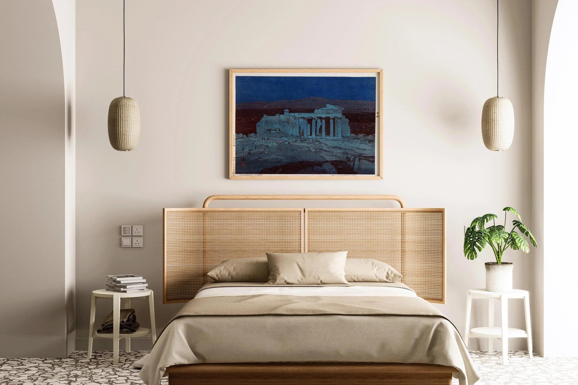 Hiroshi Yoshida Print: Athens Ancient Ruins, Japanese Woodblock Art