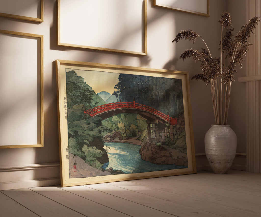 Estampe du Pont Sacré d'Hiroshi Yoshida : Art ancien sur bois japonais